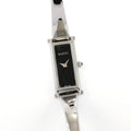 Gucci 1500L Black Dial Ladies 12mm Rectangular Watch on 16.5cm Bangle S. Steel