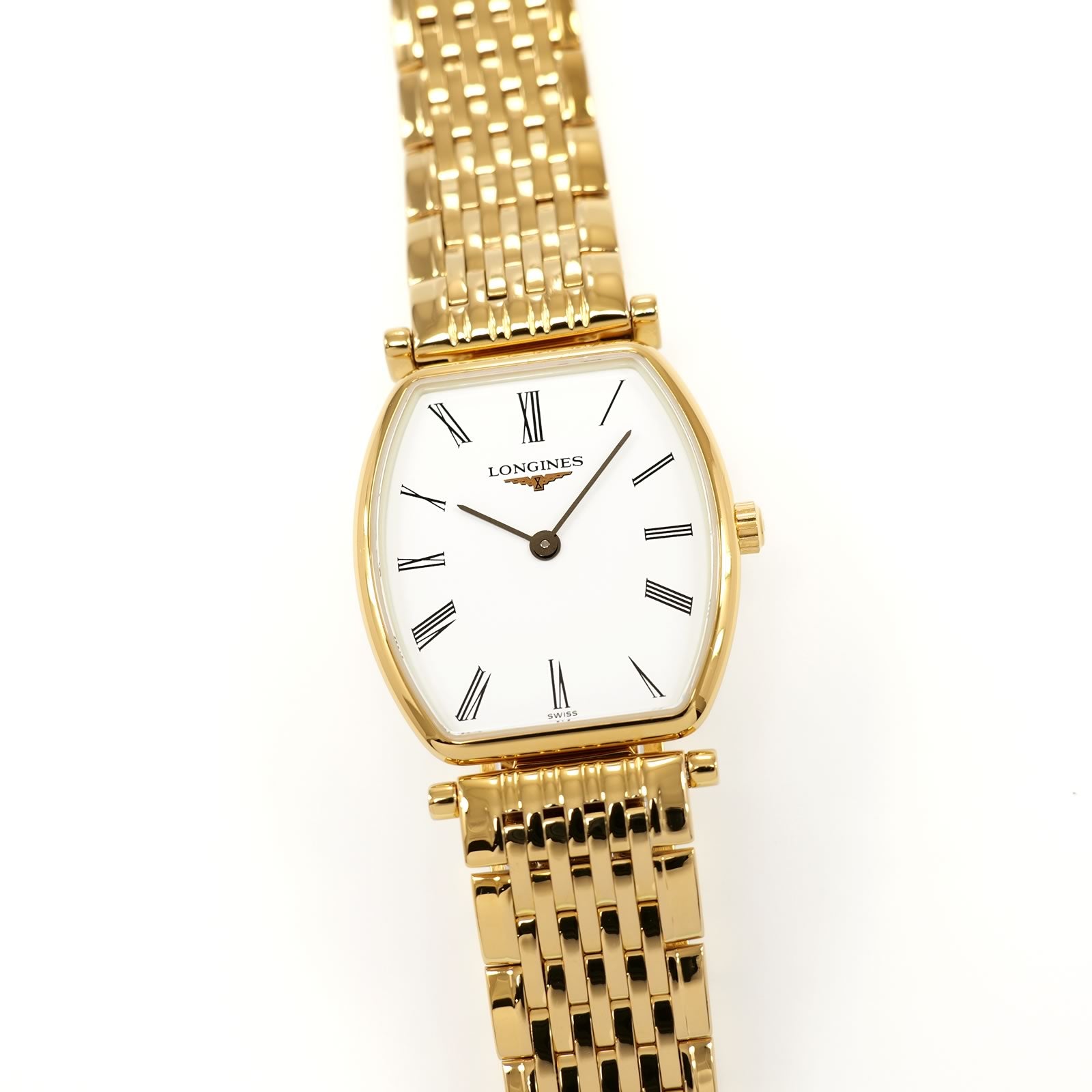 Longines La Grande Classique Gold PVD L4.205.2 Tonneau White Roman L4.205.2.11.8