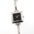 Gucci 1900L Black Dial Ladies 19mm Square Watch on 15.5cm Bangle Stainless Steel