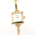 Gucci 1900L Ladies 19mm Square White Dial all 18k Gold Plated on Bangle 1900