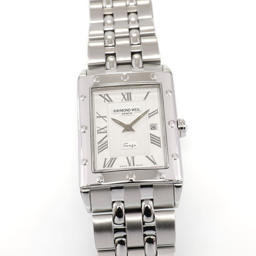 Raymond Weil Tango 5381 Men's 28mm Silver Roman Numeral Tank 5381-ST-00658