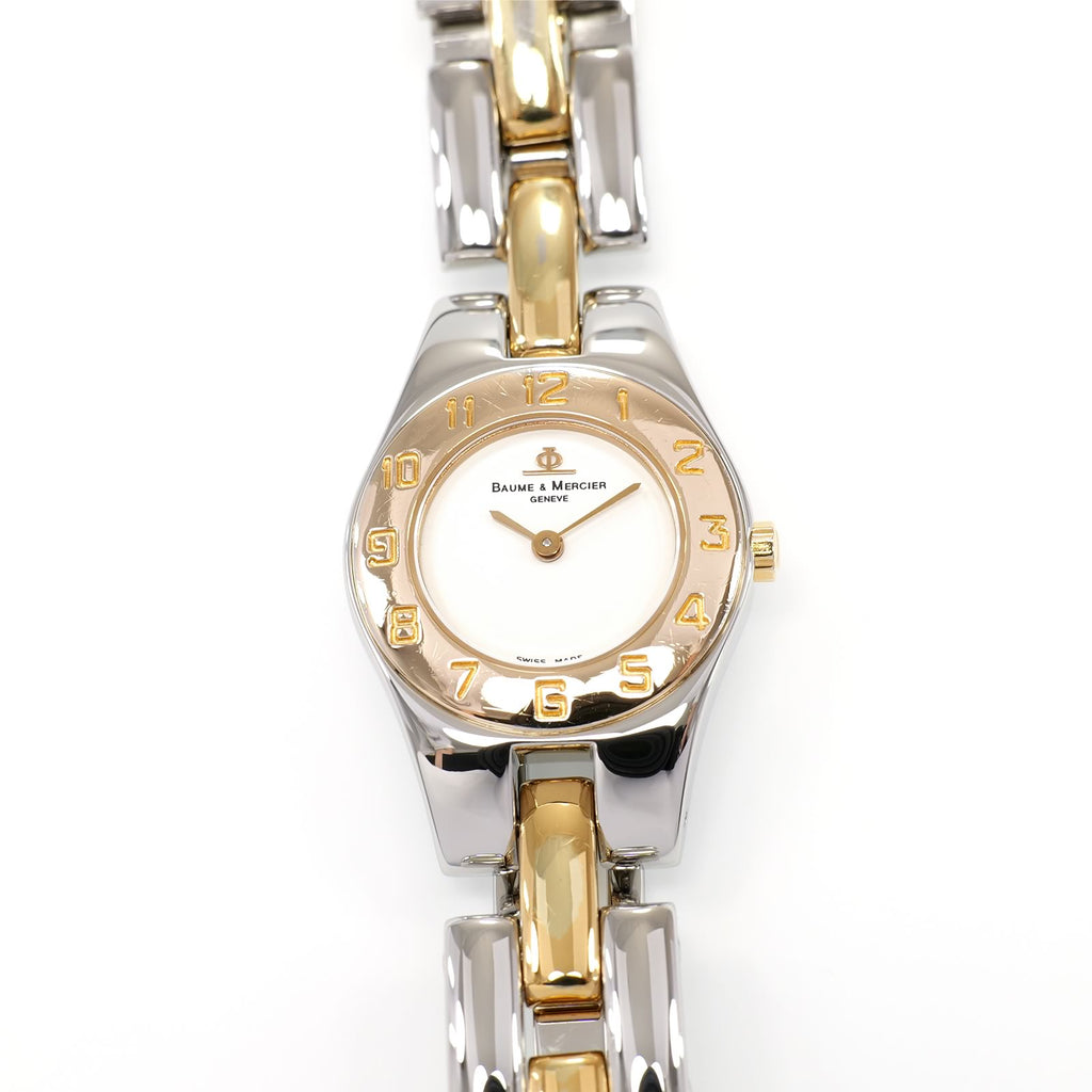 Baume & Mercier Linea White Dial 18k Gold Plated MV045203 Ladies 22mm Arabic