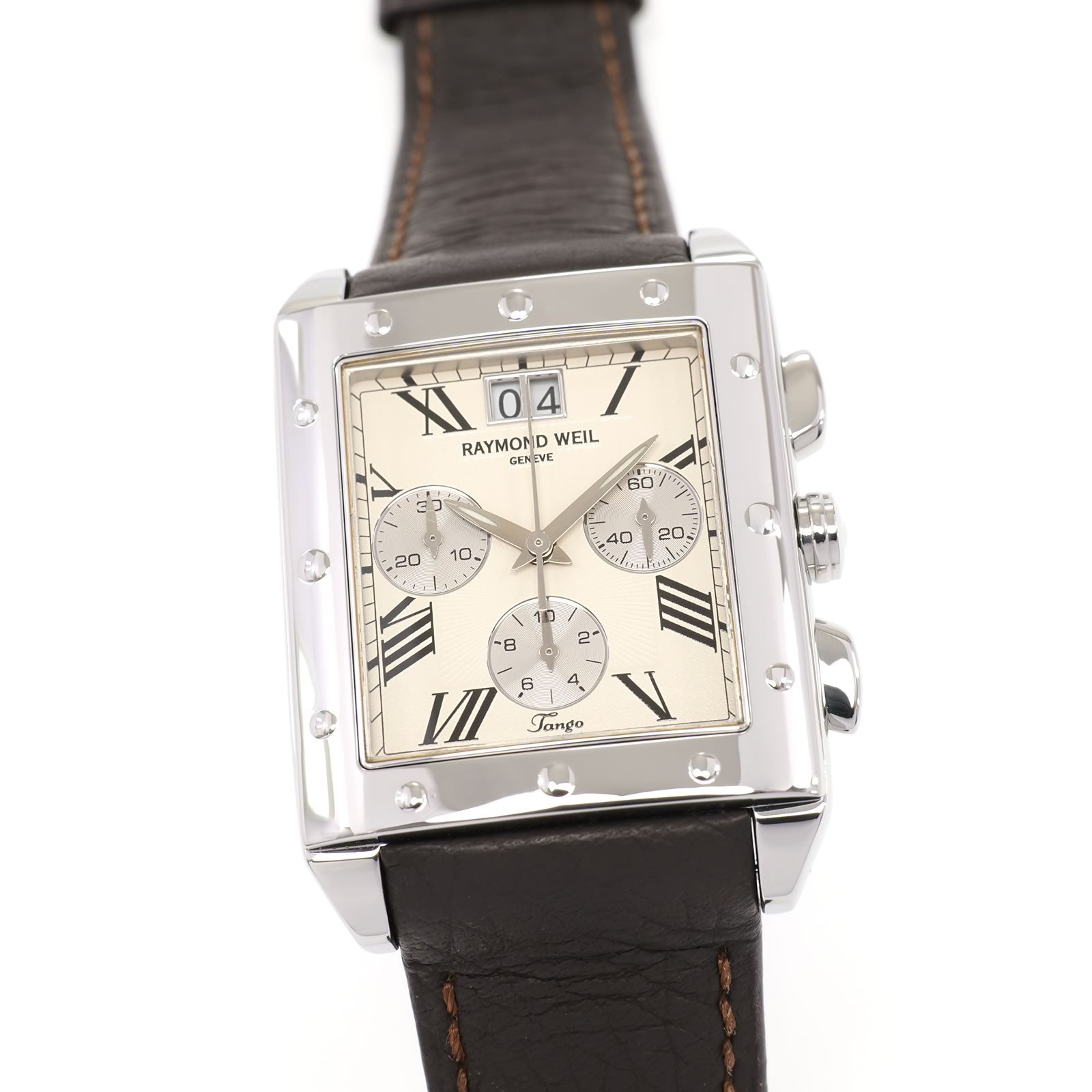 Raymond Weil Tango Chronograph 4881 Cream Rectangular Roman Dial ...