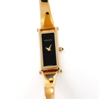 Gucci 1500L Black Dial 18k Gold Plated Bangle Ladies 12mm