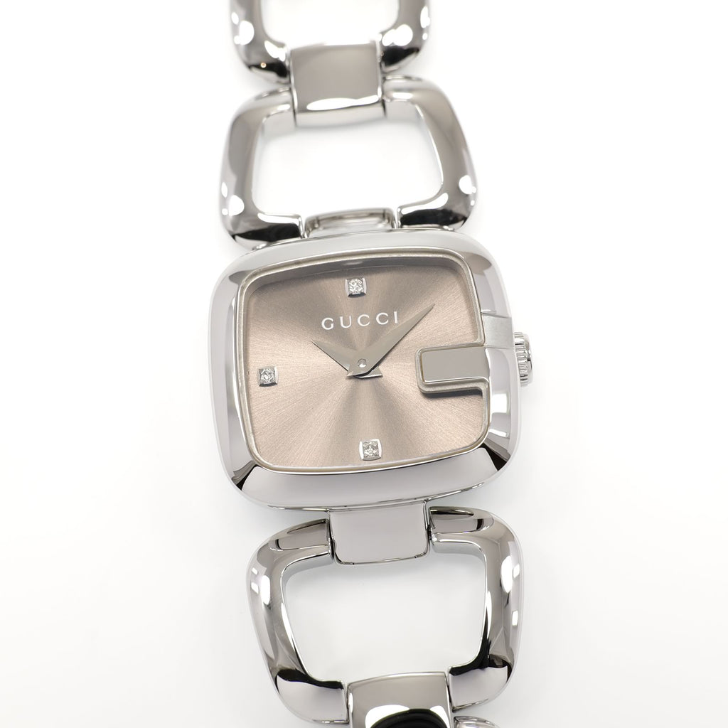 Gucci G 125.5 Brown Sunburst Dial 3 Diamonds YA125503