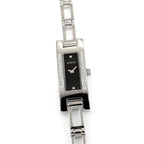 Gucci 3900L Ladies 12mm Black Dial with 26 Diamonds Rectangular Stainless Steel