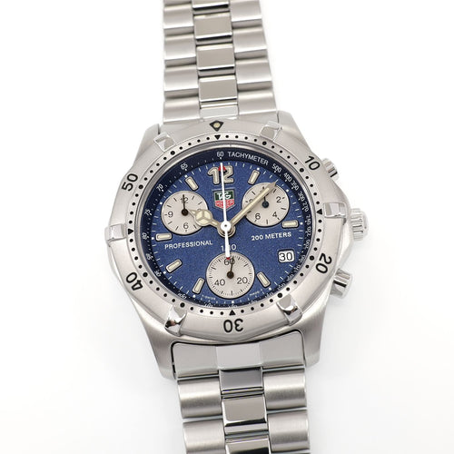 TAG Heuer 2000 Chronograph CK1112 Men's 38mm Blue / Silver Dial CK1112.BA0328