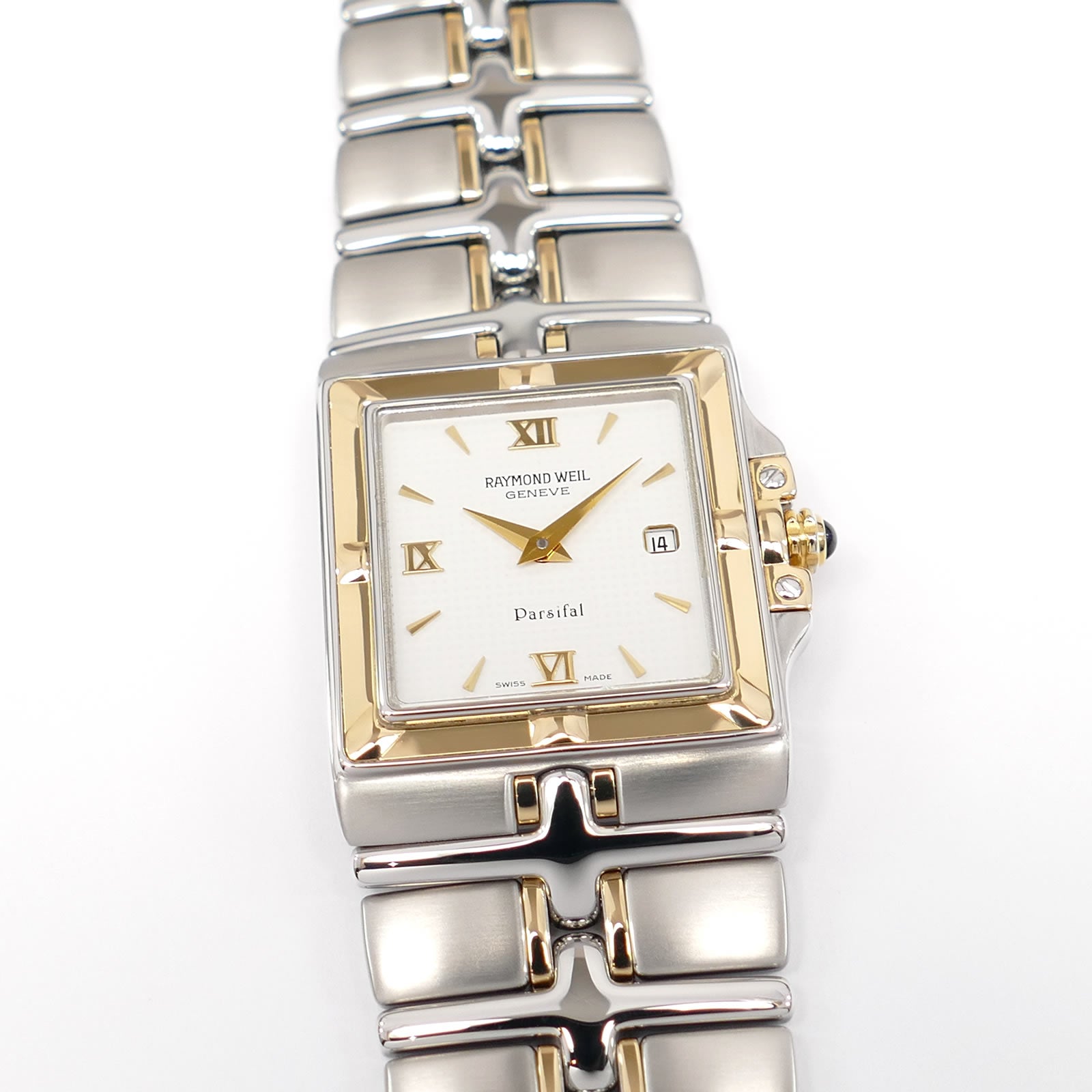 Raymond Weil Parsifal Men's 18k Gold & Steel White Dial 28mm Roman Numerals 9390