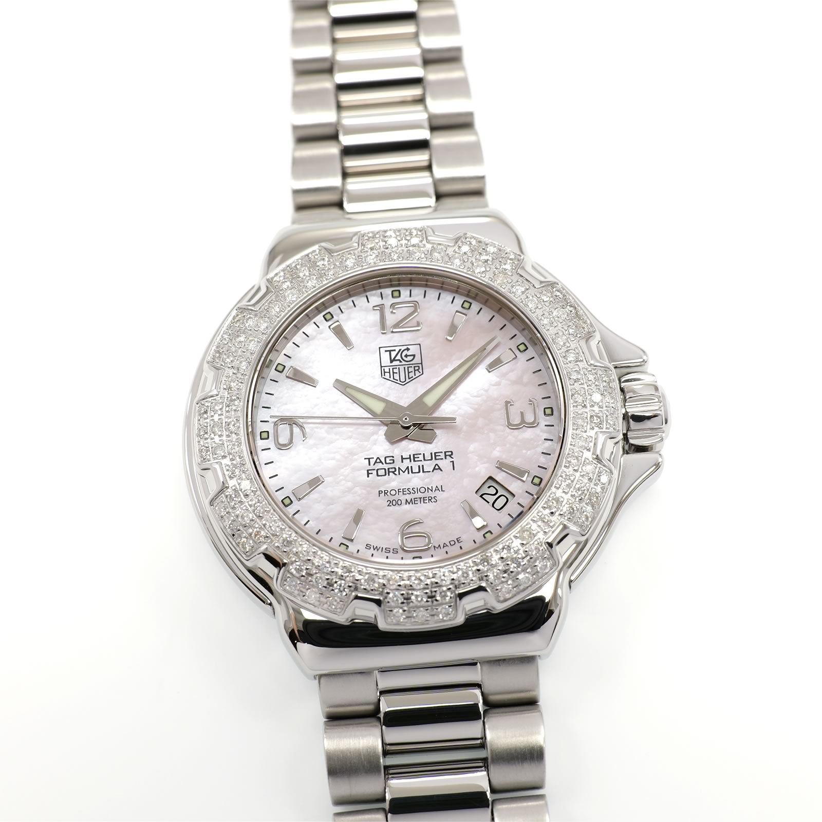 TAG Heuer Formula 1 WAC1216 Ladies 35mm Pink Mother of Pearl Dial Diamond Bezel WAC1216-0
