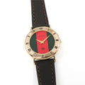 Gucci 3000L Ladies 25mm Red and Green Dial 18k Gold Plated - Roman Numeral Bezel
