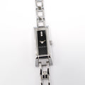 Gucci G-Link 110 Ladies 3 Diamond Black Dial Watch all Stainless Steel YA110514