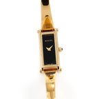 Gucci 1500L Ladies 12mm Black Rectangular Dial 18k Gold Plated 16.5cm Bangle