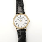 Longines Présence L4.137.2 White Roman Numeral Dial 18k Gold Plated on Leather