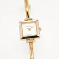 Gucci 1900L Ladies 19mm Square White Dial all 18k Gold Plated on Bangle 1900