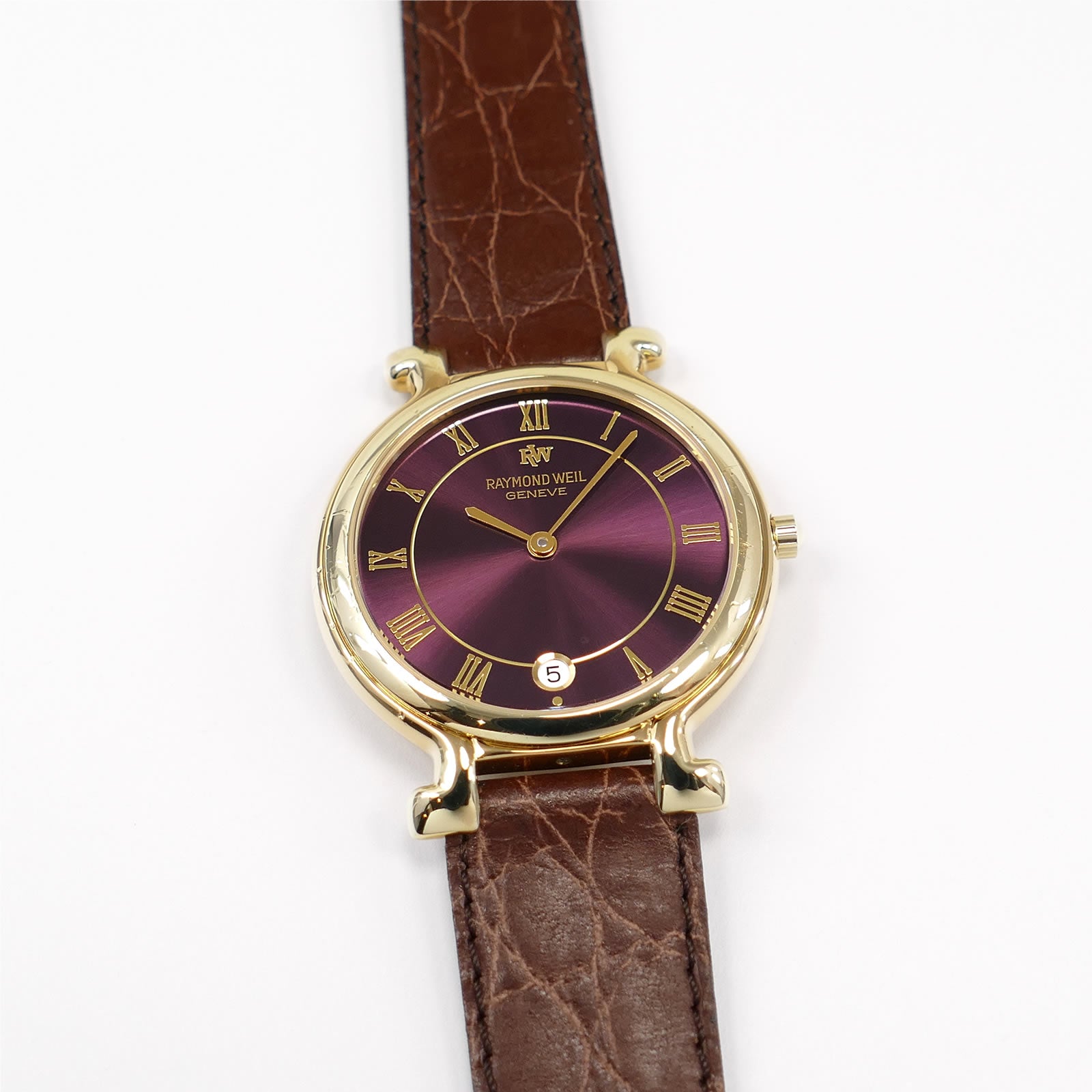 Raymond Weil Traditional Men's 32mm Purple Dial 18k Gold Plated 9136-2 Vintage