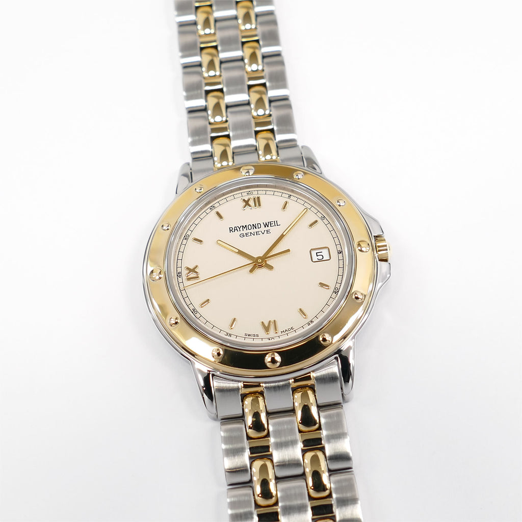 Raymond Weil Tango 5560 Cream Dial Men's 35mm Part 18k Gold Plated with Date