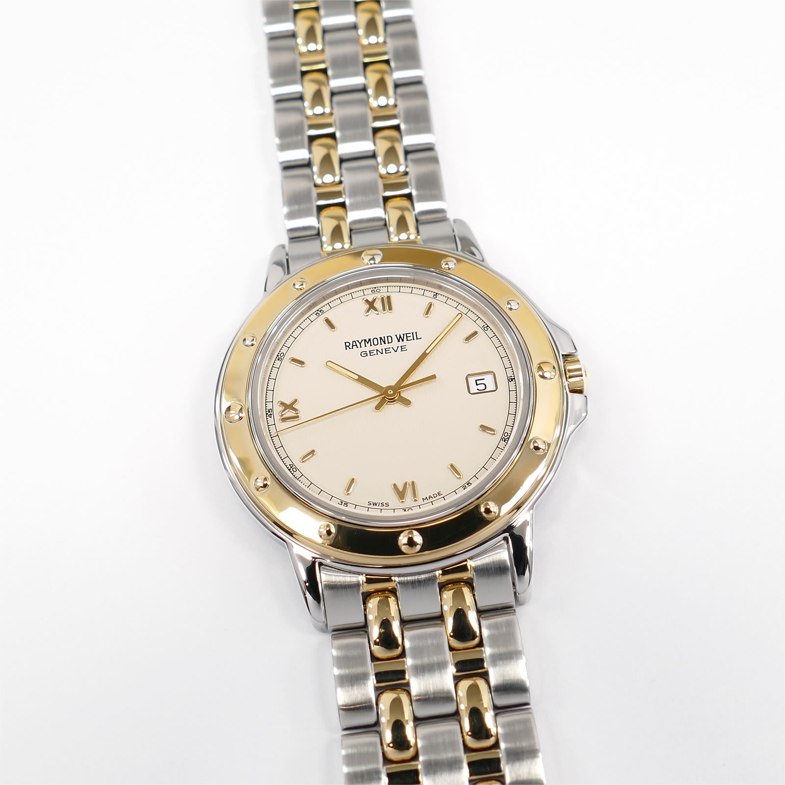 Raymond Weil Tango 5560 Cream Dial Men's 35mm Part 18k Gold Plated with Date