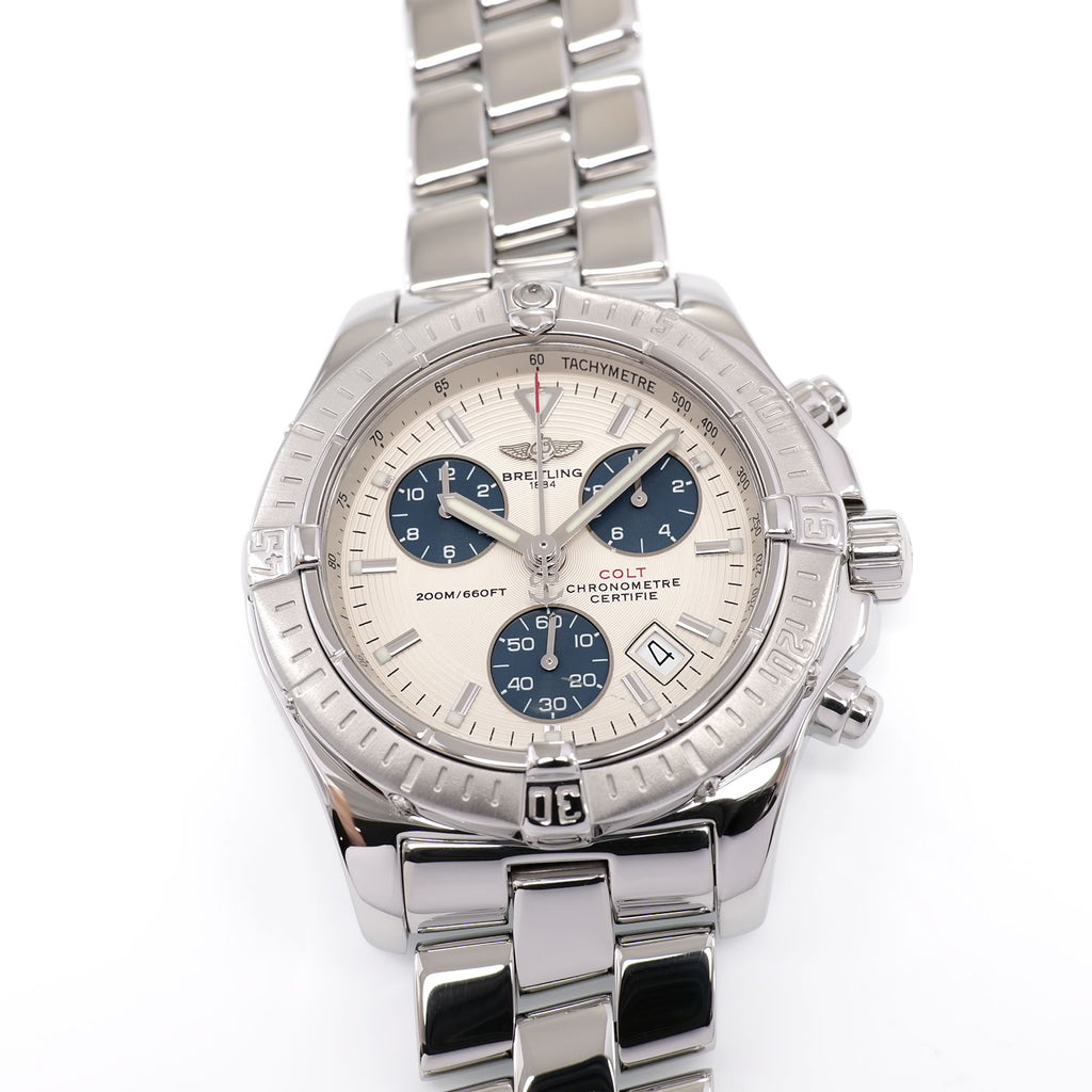 Breitling Colt Chrono A73380 Men's 41mm Silver / Blue Chronometer Chronograph