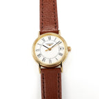 Longines Présence L4.220.2 Ladies 23mm White Roman Numeral Dial Date PVD Gold