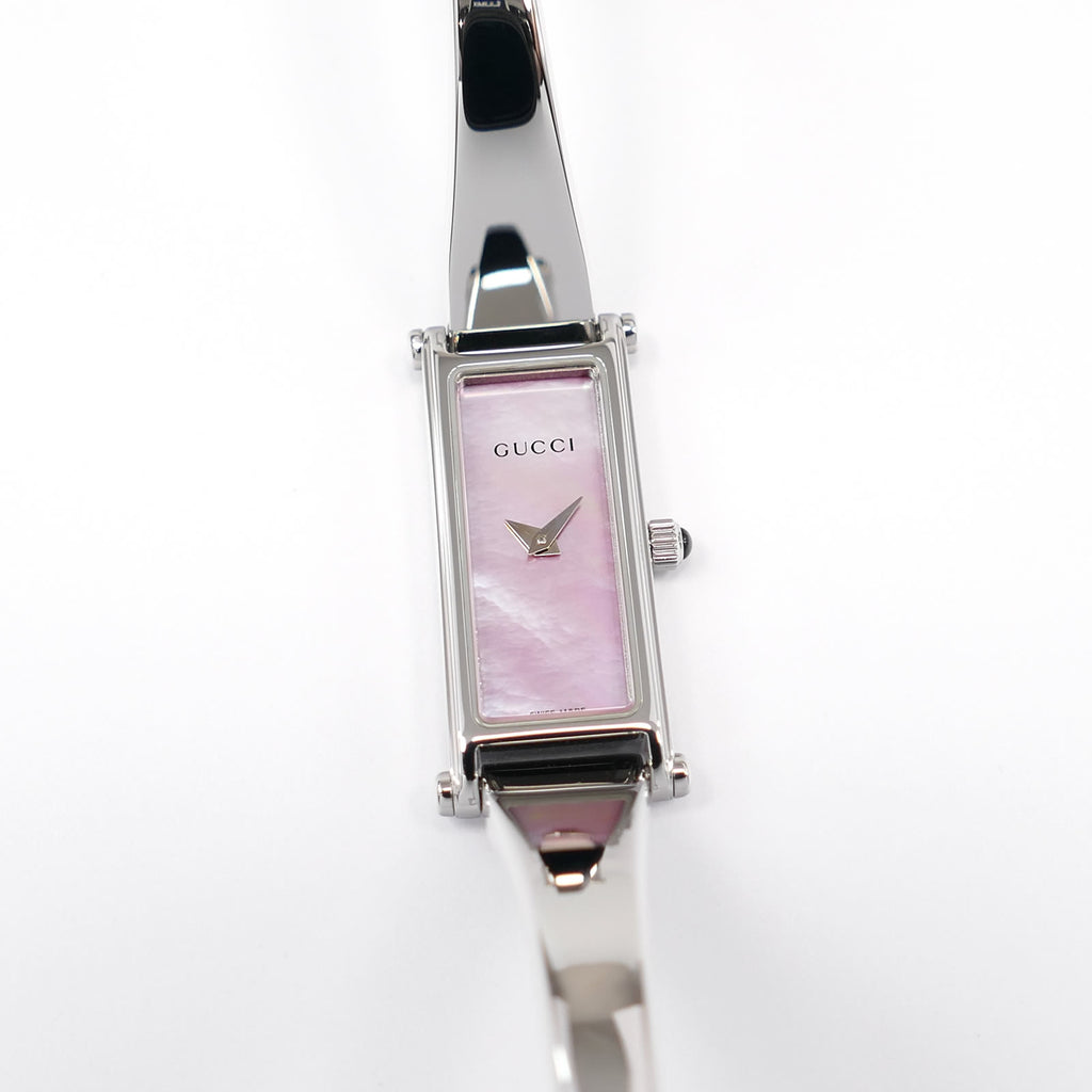 Gucci 1500L Pink Mother of Pearl Ladies 12mm Rectangular on Small 15cm Bangle