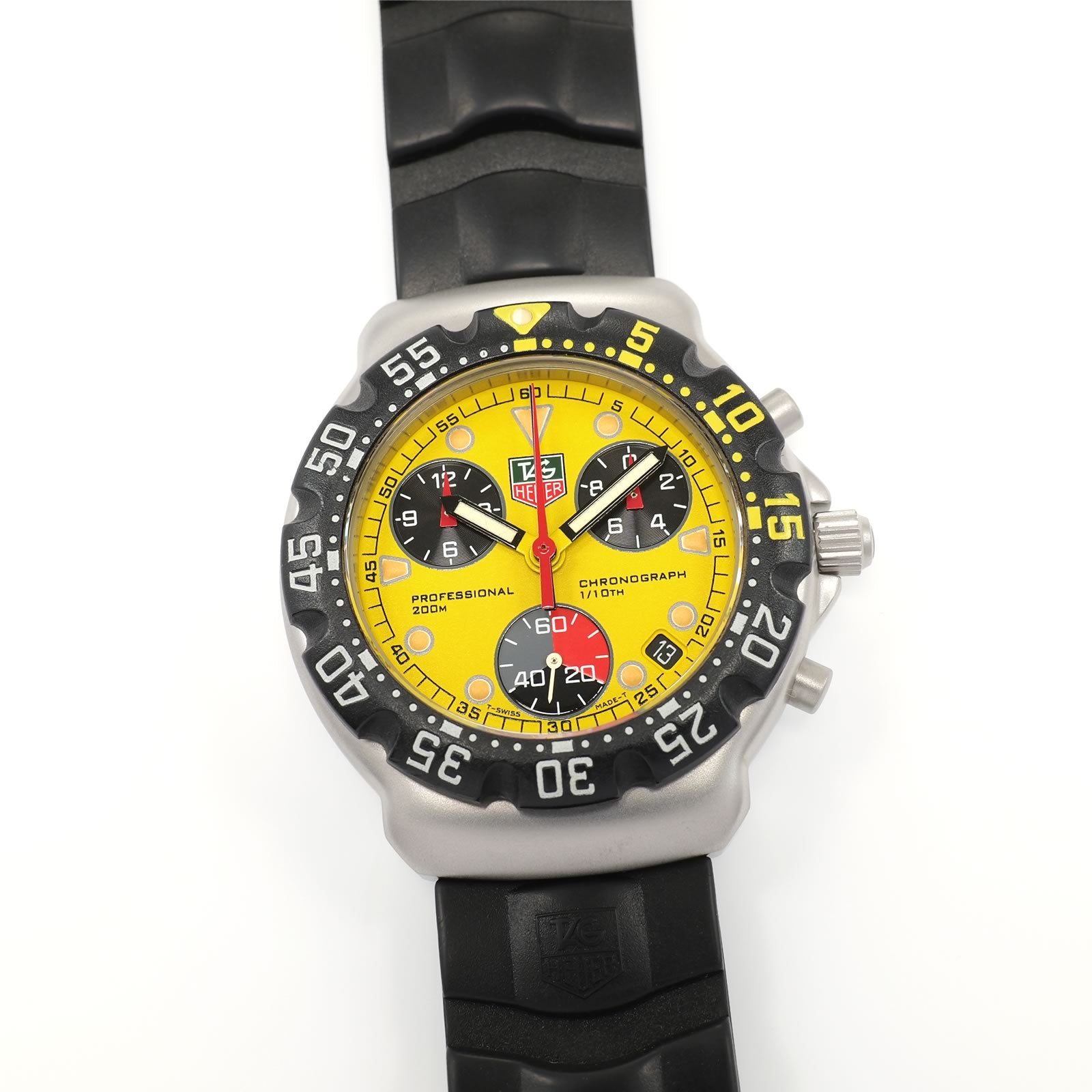 TAG Heuer Formula 1 CA1213 Men's 38mm Yellow Chronograph on Rubber ...
