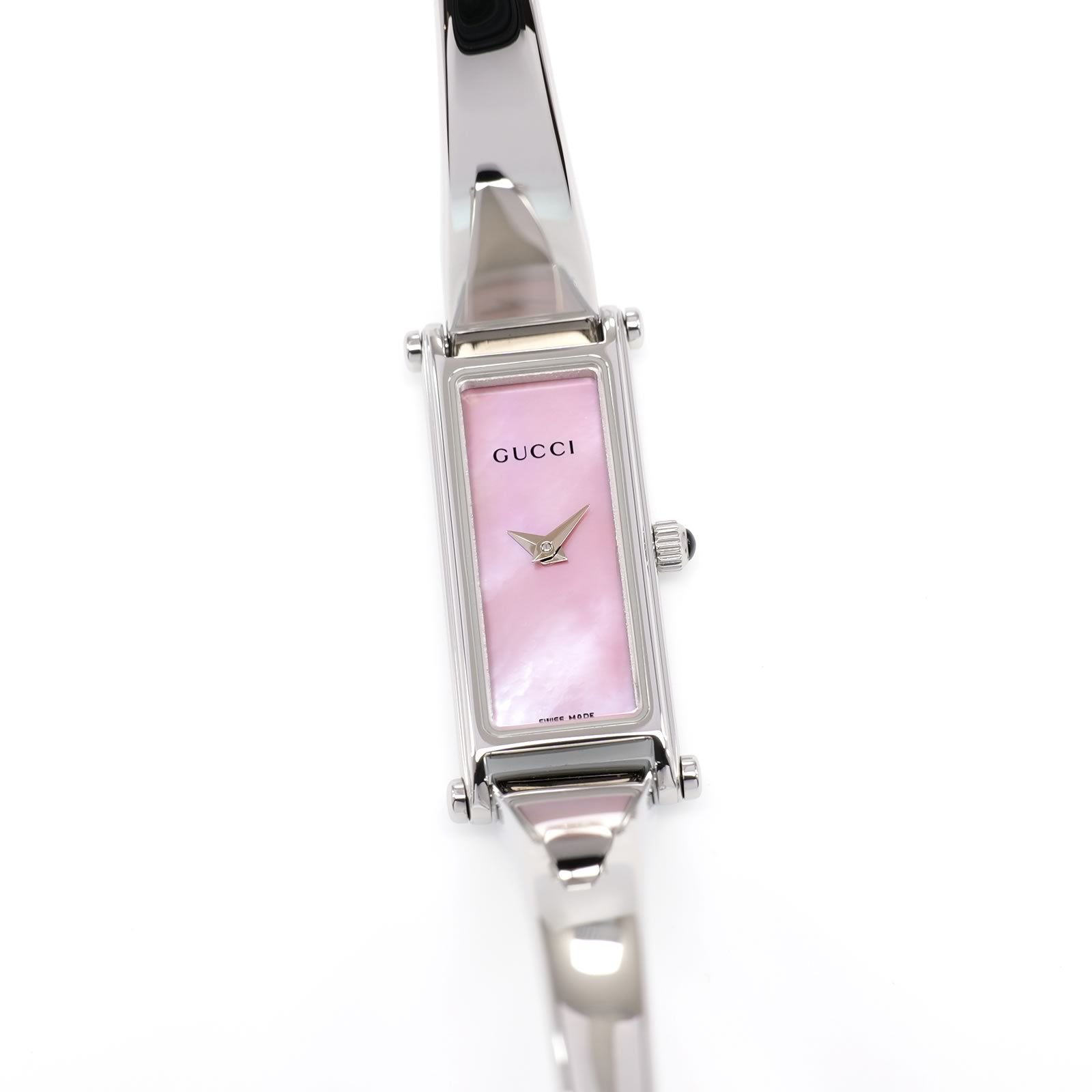Gucci 1500L Ladies 12mm Pink Mother of Pearl Rectangular Bangle Watch Quartz