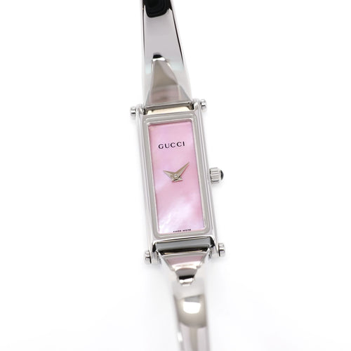 Gucci 1500L Ladies 12mm Pink Mother of Pearl Rectangular Bangle Watch Quartz