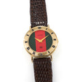 Gucci 3000L Ladies 25mm Red and Green Dial 18k Gold Plated - Roman Numeral Bezel