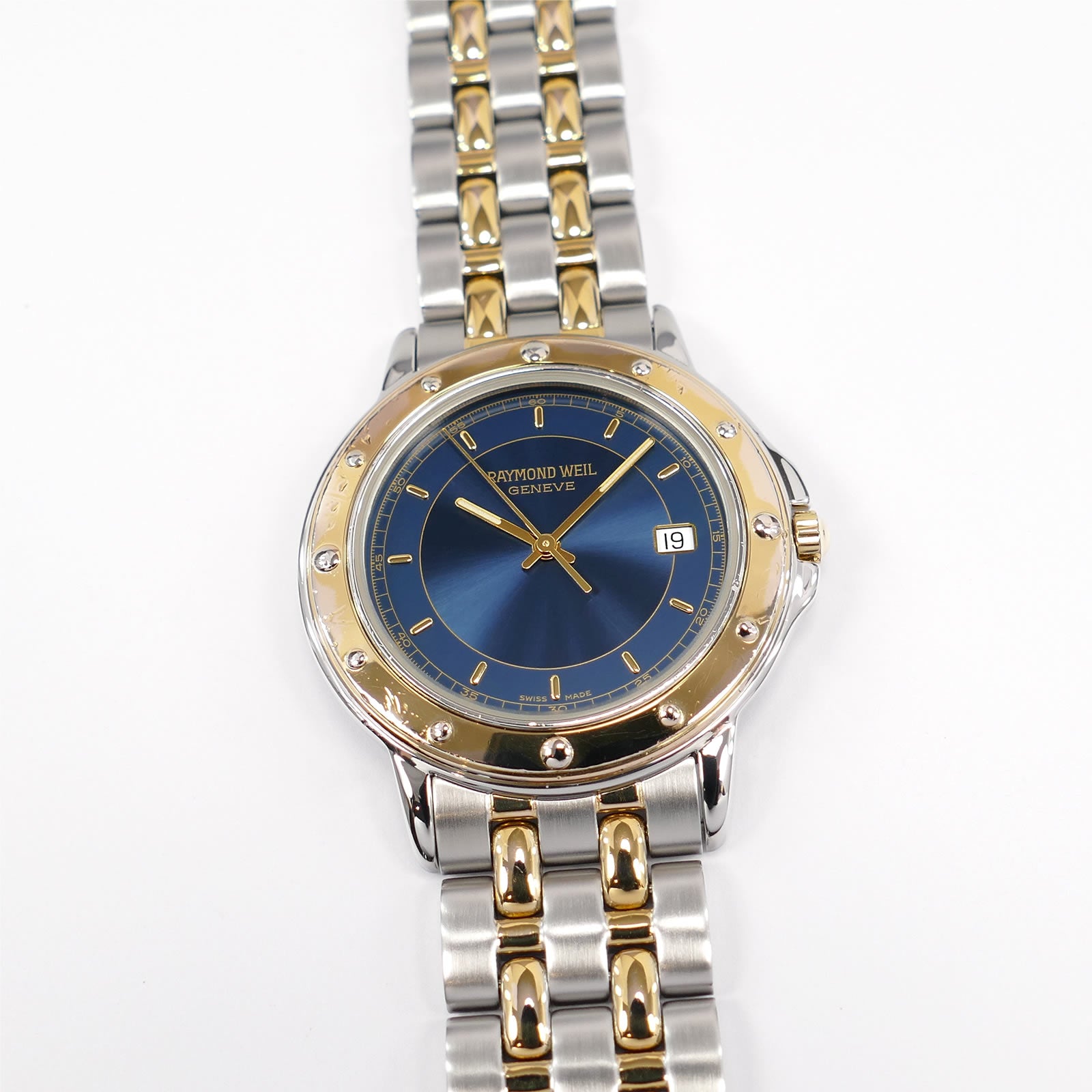 Raymond Weil Tango 5560 Blue Dial Men's 35mm Part 18k Gold Plated with Date 5560-STP-50001