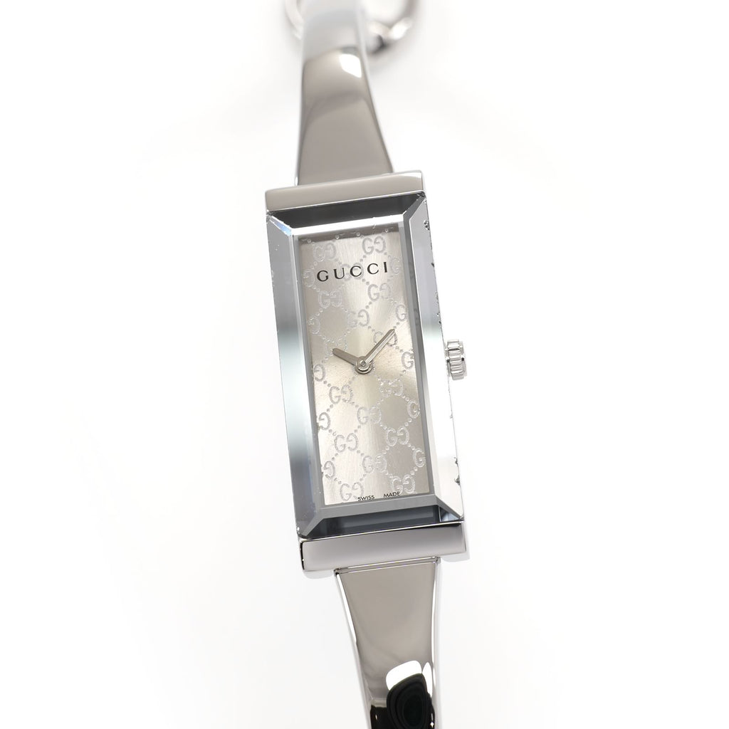 Gucci G-Frame YA127511 Ladies 14mm Silver Dial Rectangular 127.5 Steel Bangle