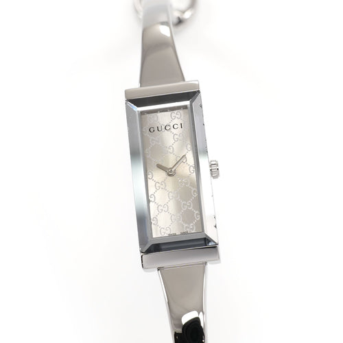 Gucci G-Frame YA127511 Ladies 14mm Silver Dial Rectangular 127.5 Steel Bangle