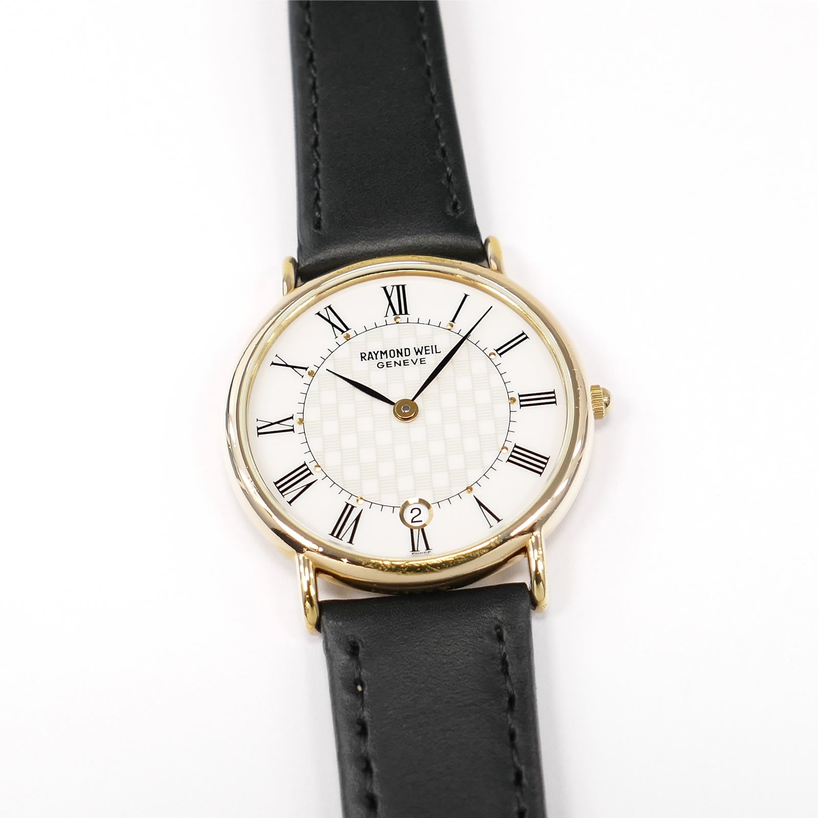 Raymond Weil Men's 31mm Vintage 18k Gold Plated White Chequered Dial 9124 Roman