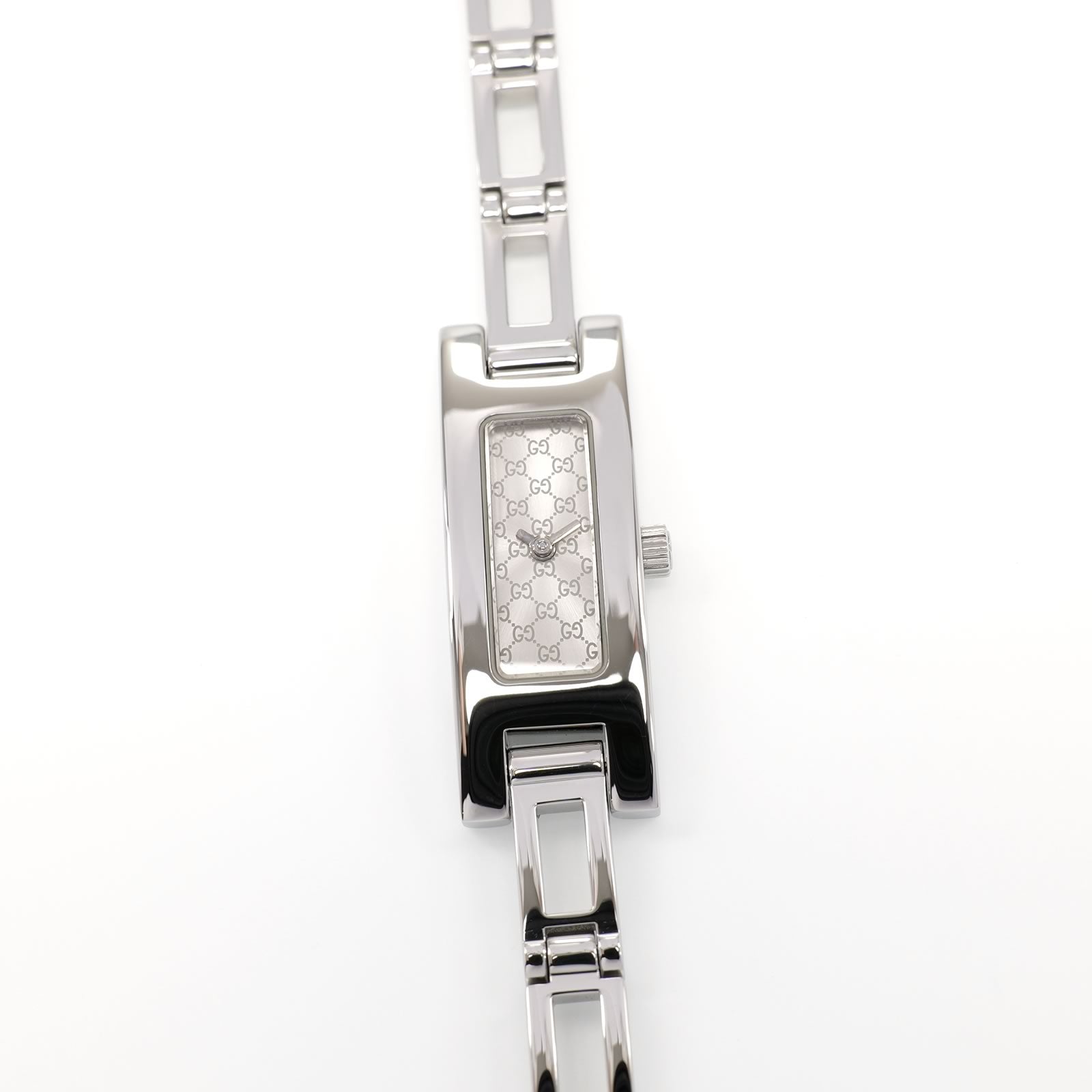 Gucci 3900L Ladies 12mm Silver Sunburst Rectangular Dial Double G Pattern