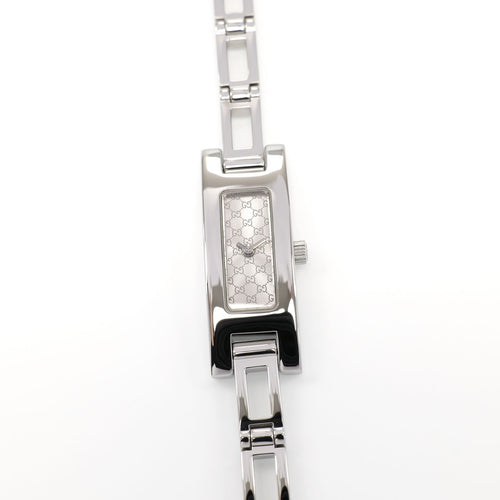 Gucci 3900L Ladies 12mm Silver Sunburst Rectangular Dial Double G Pattern