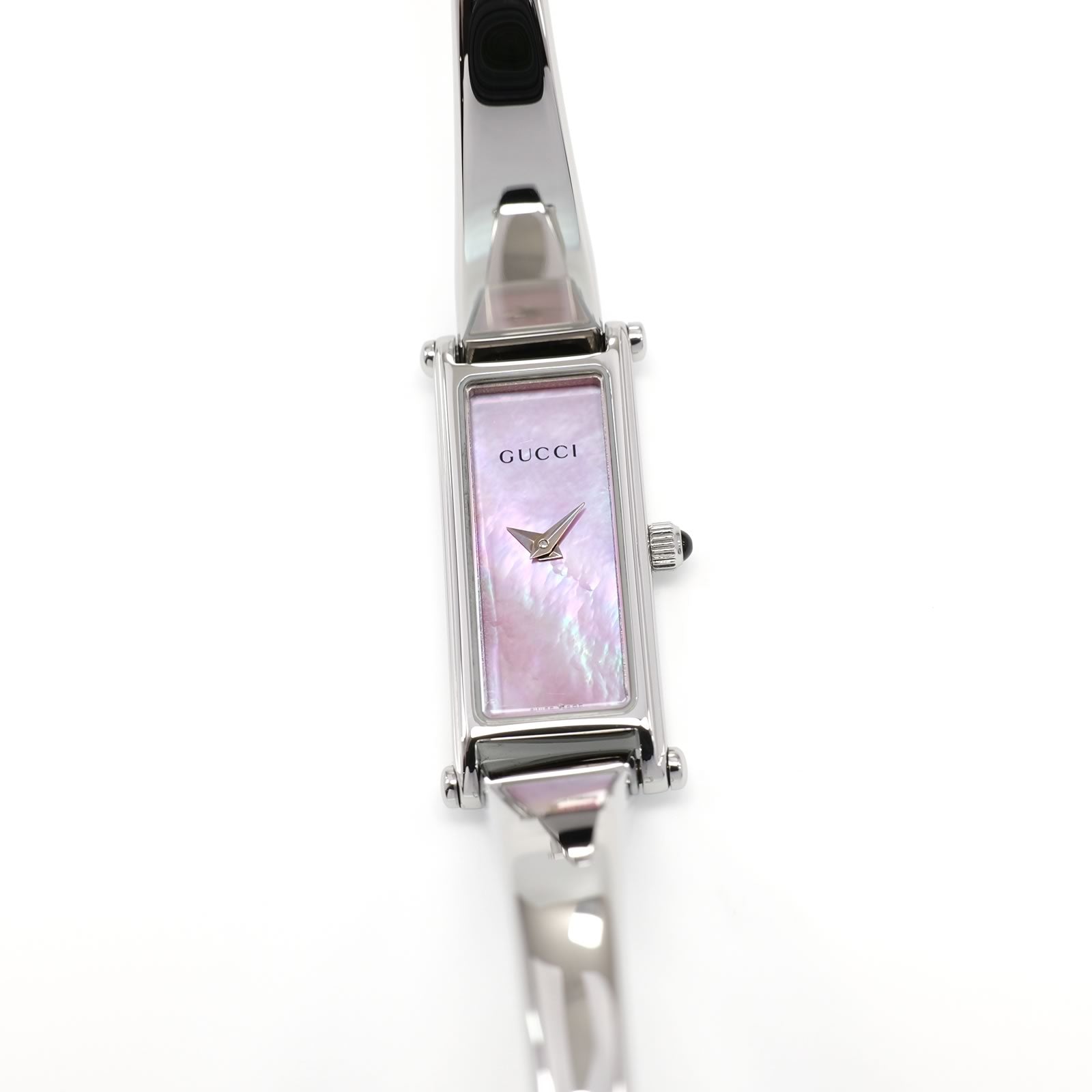 Gucci 1500L Ladies 12mm Pink Mother of Pearl Rectangular Bangle Watch Quartz