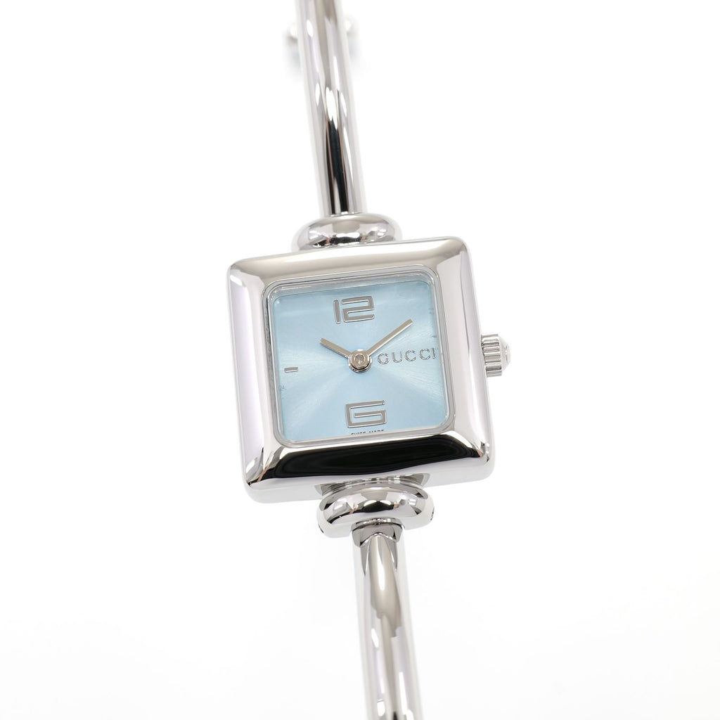 Gucci 1900L Ladies 19mm Blue Dial Square Watch - 16.5cm Bangle Stainless Steel