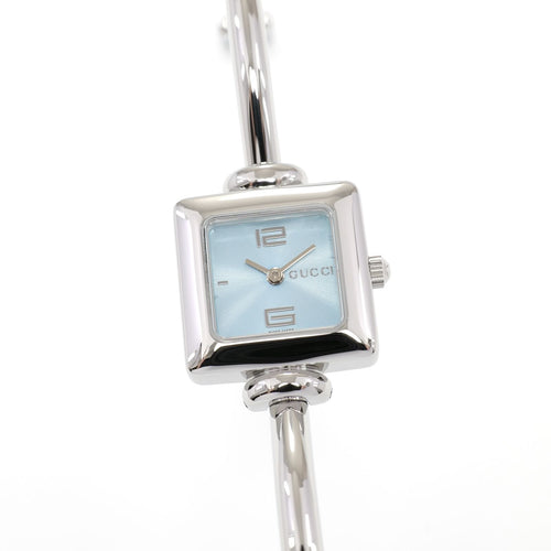 Gucci 1900L Ladies 19mm Blue Dial Square Watch - 16.5cm Bangle Stainless Steel