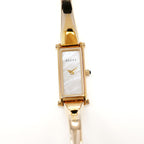 Gucci 1500L Ladies 12mm White Mother of Pearl 18k Gold Plated 15cm Bangle Small