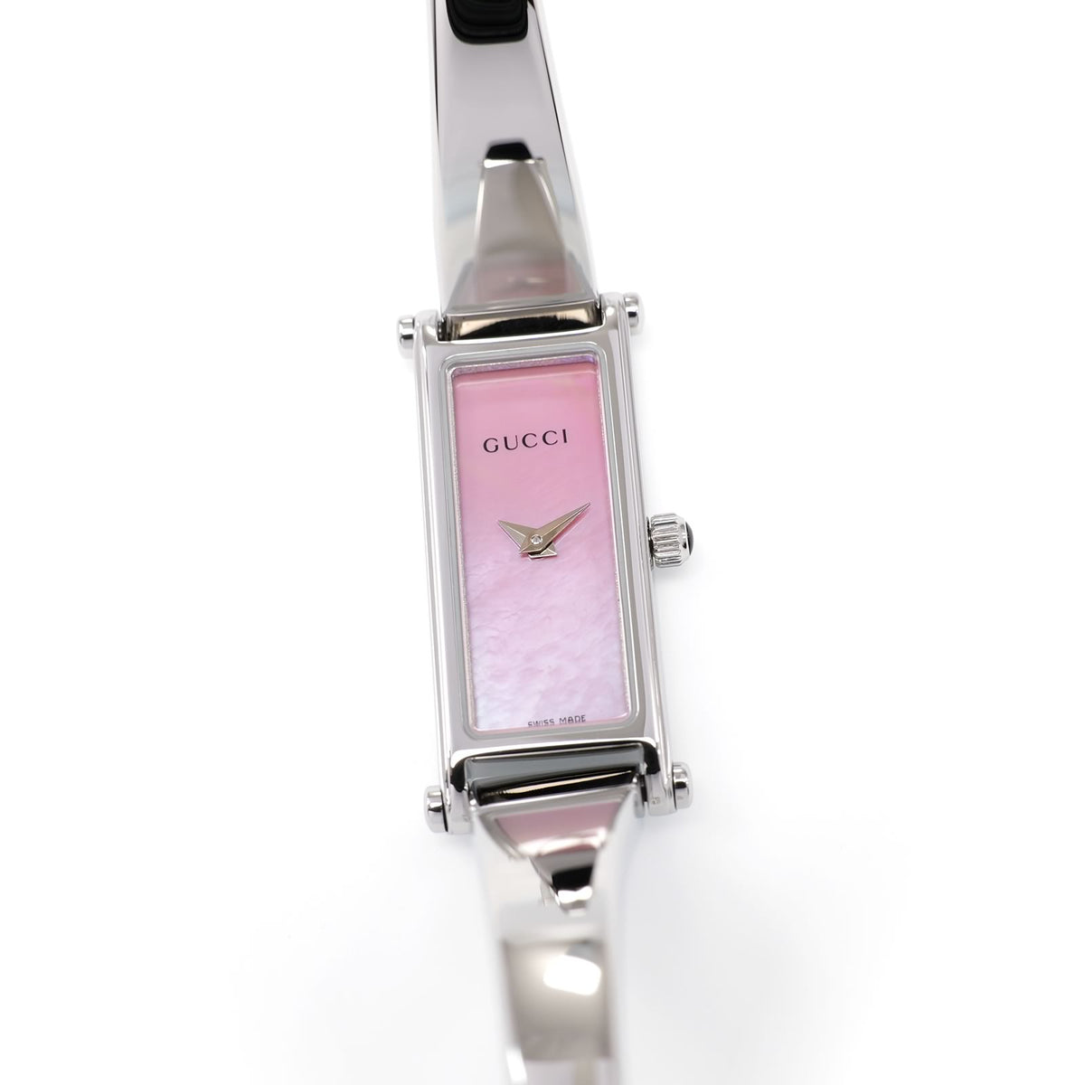 Gucci 1500L Ladies 12mm Pink Mother of Pearl Bangle Watch - Rectangular - Quartz