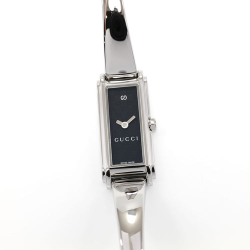 Gucci G-Line 109 Ladies 14mm Black G Pattern Dial on Stainless Steel Bangle