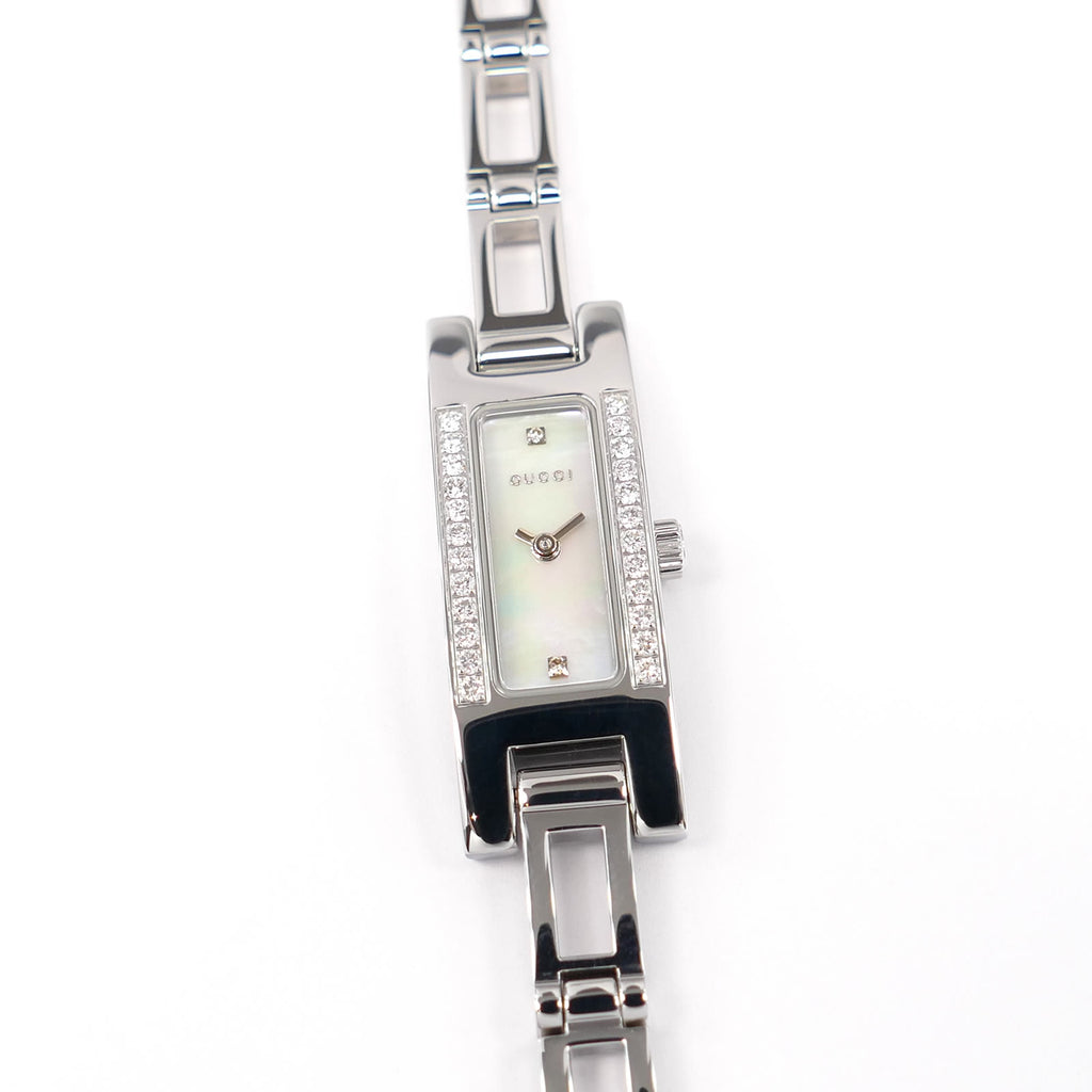 Gucci 3900L White Mother of Pearl Dial with 26 Diamonds Rectangular Ladies 12mm