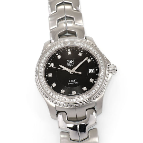 TAG Heuer Link WJ1117-0 Men's 39mm Black Dial with 65 Diamonds WJ1117.BA0575 Box