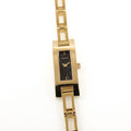 Gucci 3900L Ladies 12mm Black Guilloche Dial Gold Bracelet Watch Rectangular
