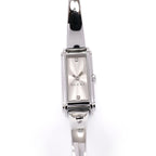Gucci G-Line 109 Ladies 14mm Silver Bangle Watch 2 Diamonds YA109519 Rectangular