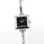 Gucci 1900L Ladies 19mm Black Dial Square Watch - 16.5cm Bangle Stainless Steel