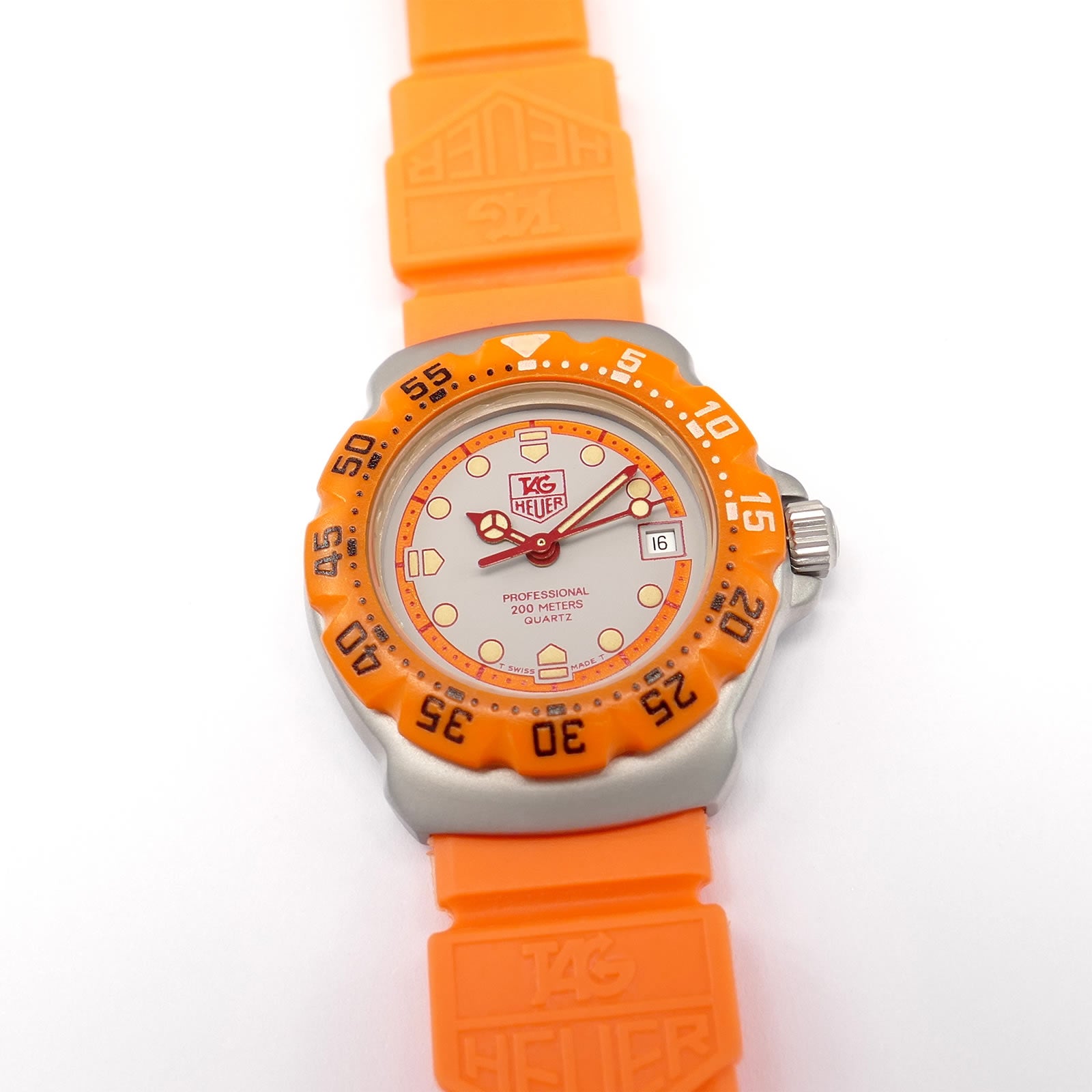 TAG Heuer Formula 1 Ladies 29mm Grey / Orange WA1413 Retro F1 on Plastic Strap