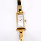 Gucci 1500L White Mother of Pearl Dial 18k Gold Plated Small Bangle Ladies 12mm