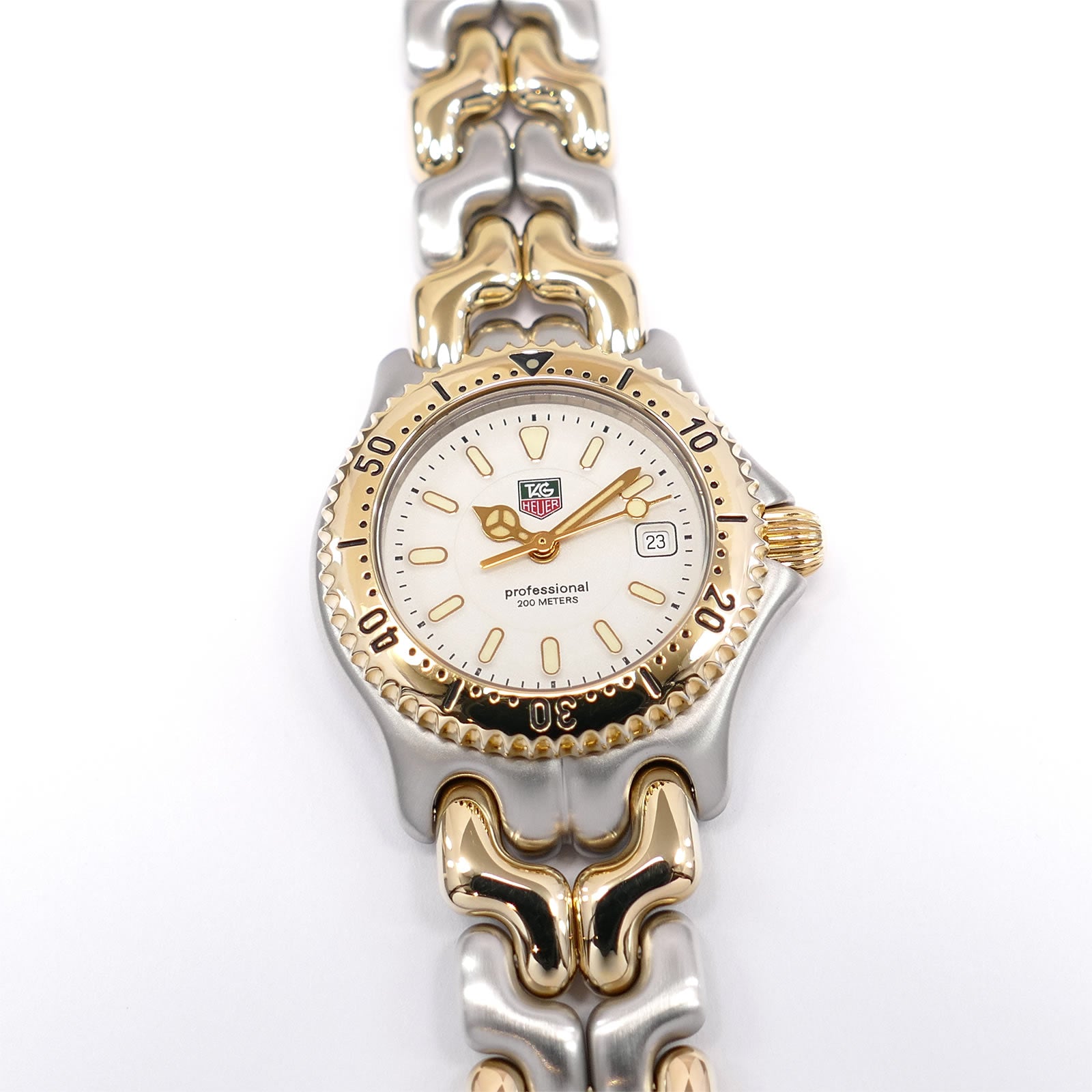 TAG Heuer SEL White Dial Two-Tone 18k Gold Plated 28mm Ladies WG1322-2 S-Link