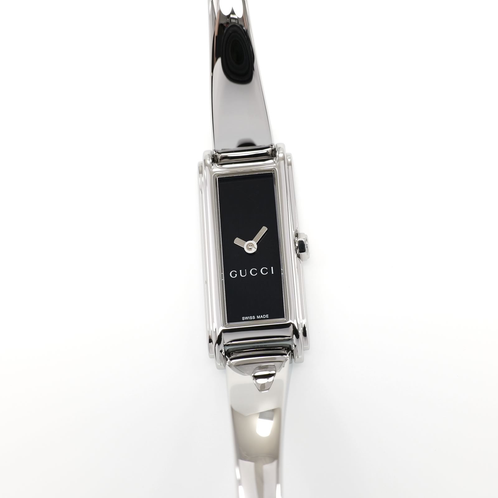 Gucci G-Line 109 Ladies 14mm Black Dial Bangle Watch YA109522 Rectangular