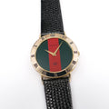 Gucci 3000M Red and Green Dial 18k Gold Plated Men's 33mm - Roman Numeral Bezel